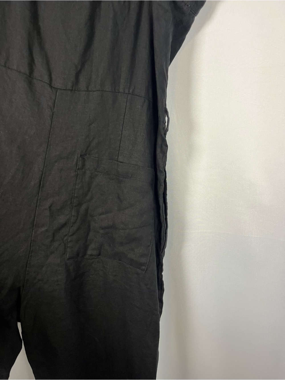 Everlane black 100% linen picnic cropped wide leg jumpsuit size 4 - Picture 8 of 9